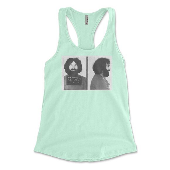 Grateful Dead Jerry Garcia Mugshot Ladies Racer back Tank NWT - Picture 2 of 5
